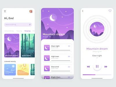 Meditation app interface app appdesign appuidesign design meditation meditationapp meditationappdesign ui ui ux design uidesign ux