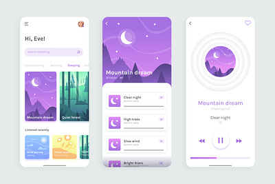 Meditation app interface app appdesign appuidesign design meditation meditationapp meditationappdesign ui ui ux design uidesign ux