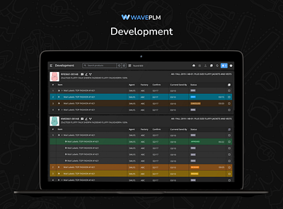 Fashion PLM | Development | Dark Mode apparel plm cloud fashion plm dark dark mode design fashion plm plm for fashion ui