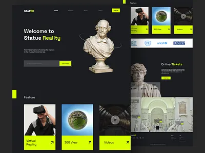 Landing Page Statue Virtual Reality branding design graphic design ui