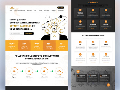 Astrologer Landing Page astrologer astrology services branding clean design graphic design illustration landing page logo services ui ux vector vedic astrology web design