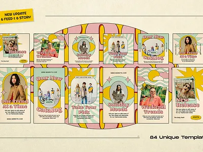 Groov Instagram Template branding design girl illustration instagram instagram stories logo retro social media summer ui