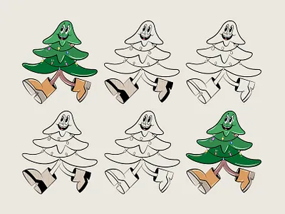 Christmas Character Design character christmas christmas tree clipart creative market cute design illustration logo mascot new year outline party retro sale vector