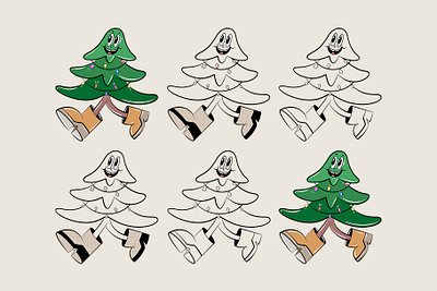 Christmas Character Design character christmas christmas tree clipart creative market cute design illustration logo mascot new year outline party retro sale vector