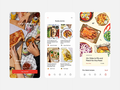 Cook Buddy | Food Recipe App🍕 animation app design dribble figma food illustration mobileapp portfolio ui uiux ux website