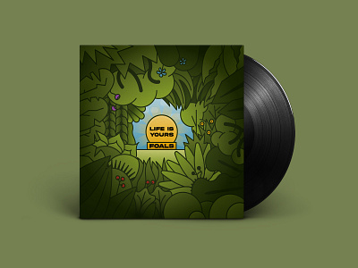 Life is Yours - Foals album album art album cover bush design flowers foals gold green illustration jungle leaf leaves life life is yours plants spring summer trees vinyl