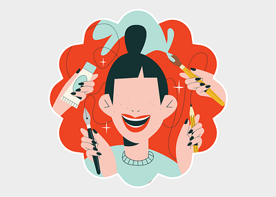 Sticker with girl p. 2 branding illustration illustrator minimal people vector