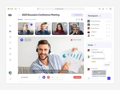 qonnect - Video Conference Platform call conference app conversation course dashboard event group chat live stream meet meeting app online meet people room saas ui video video app web website design zoom