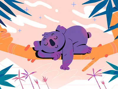 Sleepy Koala 🐨 2d animation branding illustration koala motion design motion graphics