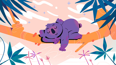 Sleepy Koala 🐨 2d animation branding illustration koala motion design motion graphics
