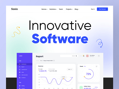 Sasio: Saas Website Header Exploration 2022 trend business corporate dribbble best shot header landing page marketing popular shot redesign revenue saas saas website sales software solutions trends ui design web design webdesign website design