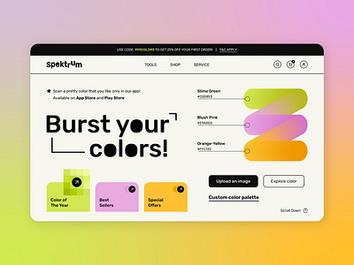 Spektrum - Color Maker Landing Page color color maker web design color maker website color web design colors custom design graphic design landing page pop pop color ui uiux user interface web website