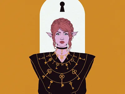 The Key Keeper art digital digital illustration drawing elf elf woman fantasy art female illustration key key keeper