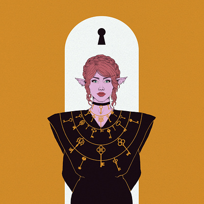 The Key Keeper art digital digital illustration drawing elf elf woman fantasy art female illustration key key keeper