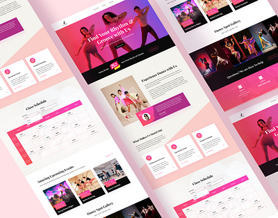 Dance Academy Web UI branding clean colorful dance dance academy dance class design landing page logo pink purple timetable ui uiux web web design website