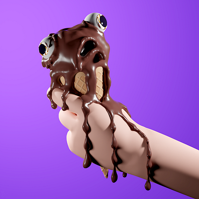 Chocolate DROOP 3d 3d art adobe art direction bitcoin blender blender artwork blender3d blockchain c4d character art cinema4d design ice cream illustration melting metaverse nft nft collection pbr