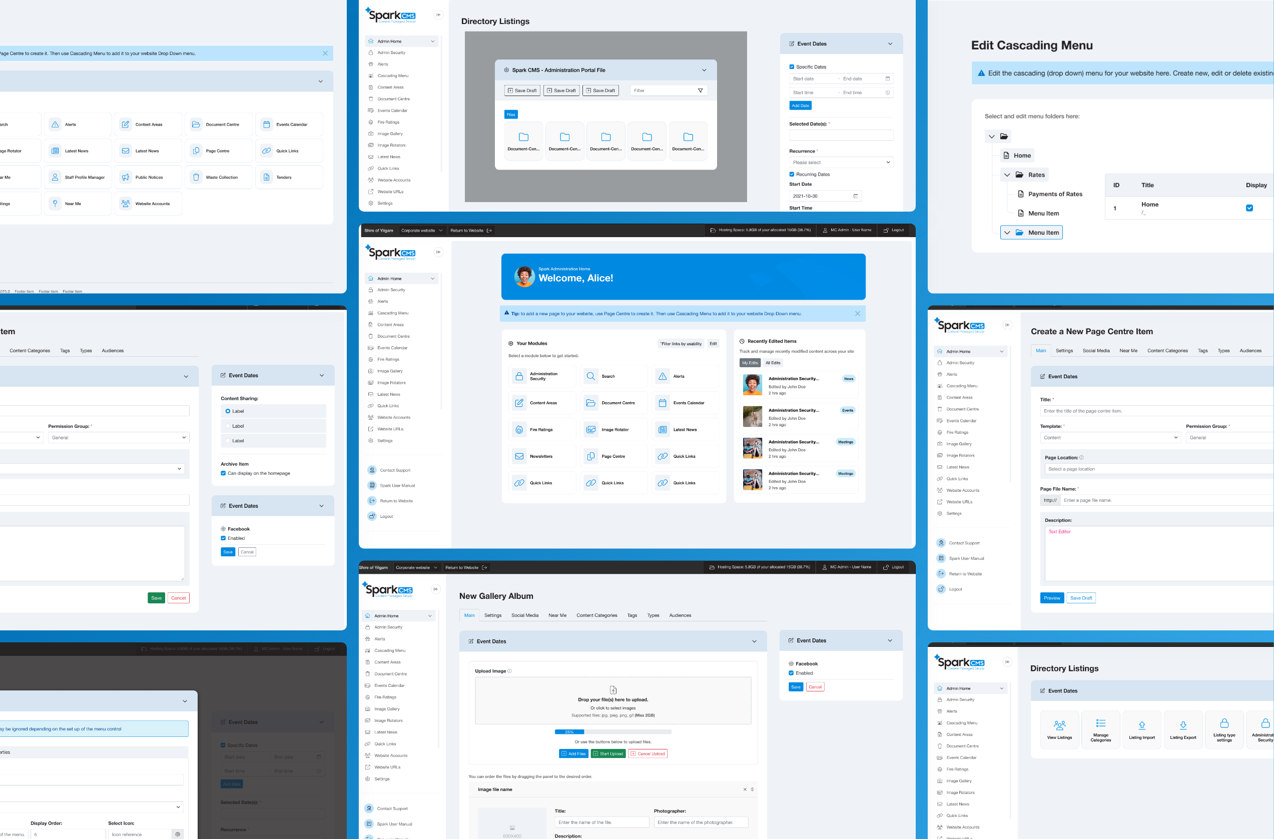 Spark CMS Redesign australia branding clean cms dashboard design perth product design research responsive ui ux wa web app web builder website