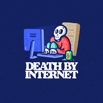 Death By Internet computer computers death illustration internet interweb keyboard monitor online procreate skeleton