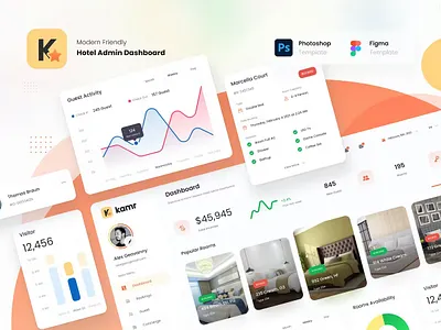 Kmar - Modern Hotel Admin Dashboard UI Template Graphs admin analytics app dashboard dashboard design data design graphs graphs design graphs designs interface landing minimal saas ui ui design user ux ux design website