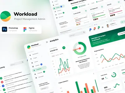 Workload - Project Management Admin Dashboard UI Graphs admin analytics app dashboard dashboard design data design graphs graphs design graphs designs interface landing minimal saas ui ui design user ux ux design website