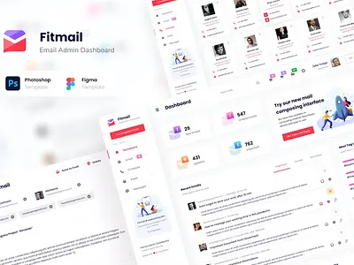 Fitmail - Email Admin Dashboard Graphs admin analytics app dashboard dashboard design data design graphs graphs design graphs designs interface landing minimal saas ui ui design user ux ux design website