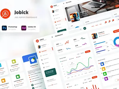 Jobick - Job Portal Admin Dashboard Graphs admin analytics app dashboard dashboard design data design graphs graphs design graphs designs interface landing minimal saas ui ui design user ux ux design website