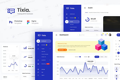 Tixia - Ticketing Admin Dashboard Graphs admin analytics app dashboard dashboard design data design graphs graphs design graphs designs interface landing minimal saas ui ui design user ux ux design website