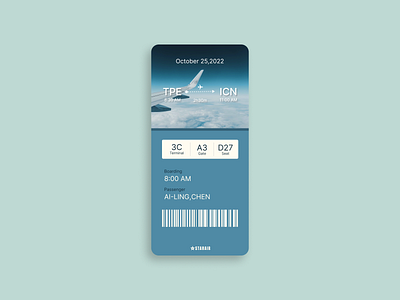 "Boarding Pass" - Daily024 #DailyUI air airplane blue boarding boarding pass boardingpass cute daily ui dailyui dailyui24 design figma ui