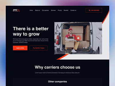 ATC - Family Transport landing page atc transport courrier delivery homepage landing page logistics package ship shipment shipping transport truck ui ui design web web design website website design