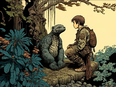 Creature 3 ai anime art color concept design digital gradient illustration light midjourney minimal painting photoshop simple