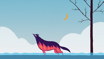 The Wulf 2d animal animation fire illustration water wolf