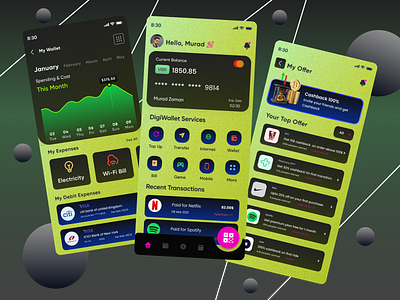 DigiWallet Mobile App💰 app app design bank app bank card banking credit card debit card e wallet ewallet finance finance app fintech fintech app ios app mobile app mobile app design mobile design mobile ui money transfer transactions