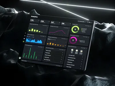 Agenda Analytics — Dashboard UI 3d 3d presentation agenda app animation bold booking app dashboard interaction neon planning app presentation ui ui design web app web design
