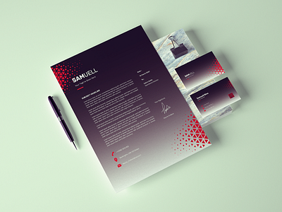 Geometric Letterhead and Business Card Design app branding business card design graphic design green illustration letterhead logo photoshop red ui ux vector