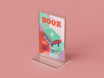 Book fair flyer app branding colors design flyer graphic design green illustration logo pink popart red ui ux vector