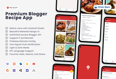 Resep - Blogger Recipe App android android ui design dream space material design mobile ui recipe ui ux design