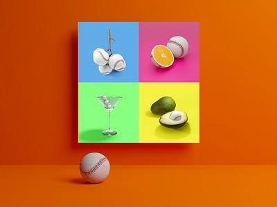 Baseball Foodie Poster 3d 3d art baseball blender graphic design illustration poster unusual objects