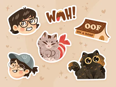 Birthday Stickers! cats cute gays illustration illustrator shrimp stickers vector vinyl stickers