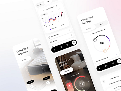 Smart Mattress - Interaction animation app app design controls interaction ios mobile mobile app remote control sleep smart app smart bed smart home smart mattress ui ux