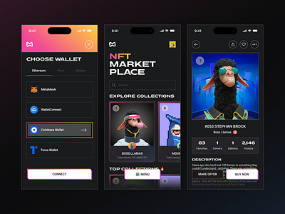 NFT Marketplace - Mobile App crypto design figma marketplace mobile app nft ui uidesign ux