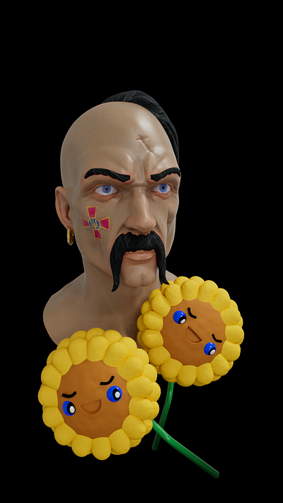 Ukrainian Cossack 3d 3danimation 3dart 3dmodelling animation c4d design nft reel sunflower ukraine