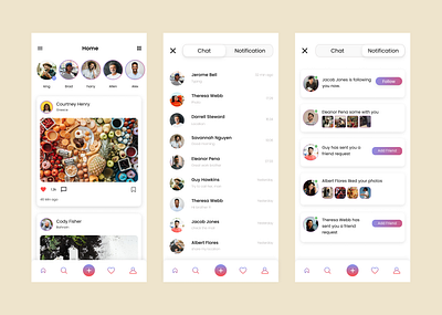 social media app app design typography ui