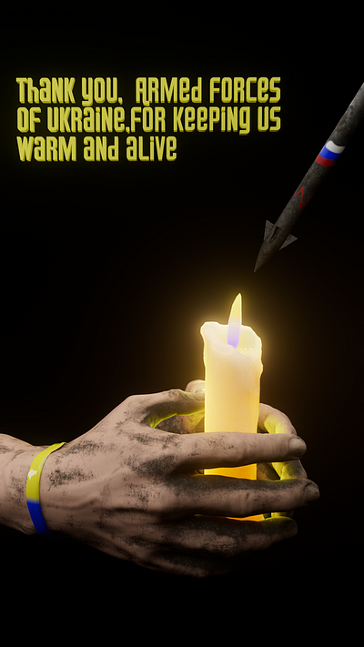 Ukrainian Candle of Resistance 3d 3danimation 3dart animation blue c4d candle design neon nft reels ukraine yellow