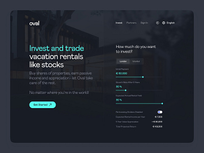 Oval. Invest and Trade Rentals Like Stocks design interface investment landing location oval product rental stock ui