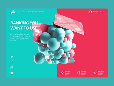 finances landing page 3d animation art branding c4d card design graphic design illustration logo minimal motion graphics page ui