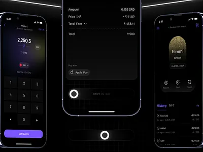 Crypto wallet - Mobile app 3d animation asthetic branding craft creative crypto design figma gradient graphic design interface logo minimal mobile motion ui uiux userinterface wallet