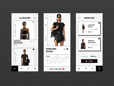 Сlothing store, brutalism app black branding brutal brutalism clothes clothing design interface mobile modern monochrome new shop store ui ux web white