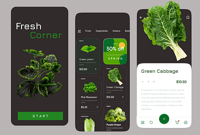 Case Study: a mobile app design for Fresh Corner app branding typography ui ux