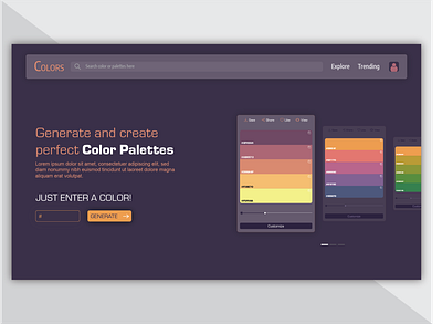 Color Palette Generator UI - Weekly Warm-up 127 branding color color palette color palette generator color palette ui design graphic design idea inspiration landingpage ui ui design ux vector web web banner web design website weekly warm up 127