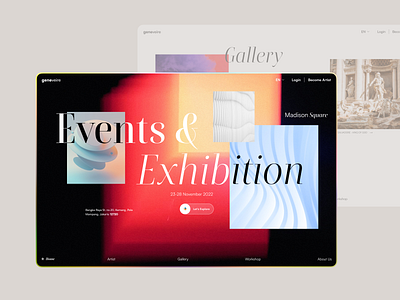 Geneveire - Art Gallery Website animation app appdesign art art gallery dailyui design digital dribbblers figma gfxmob graphicdesignui minimalism minimalist ui userexperience userinterface ux